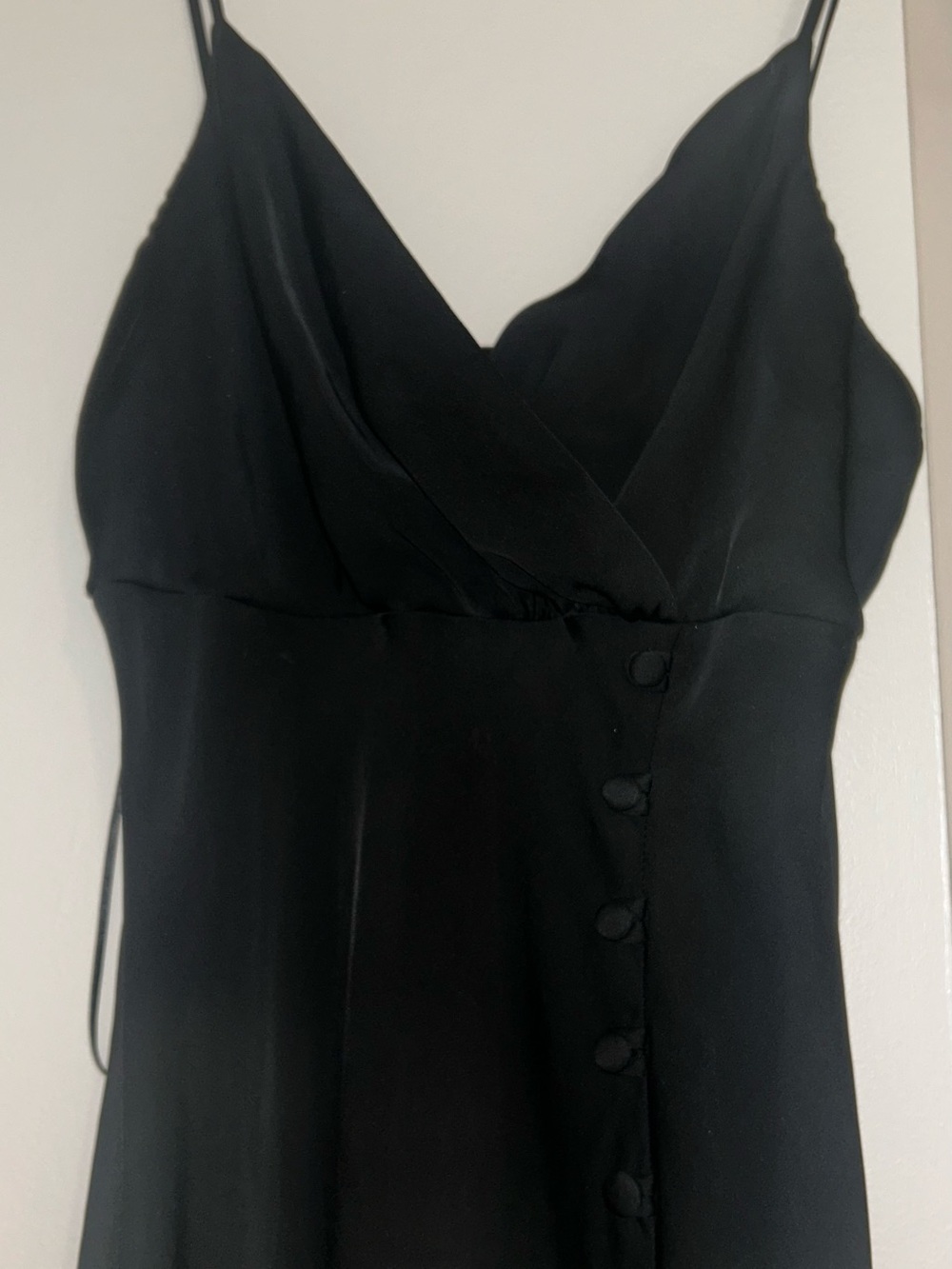 Black Slip Cami dress with Button Detail